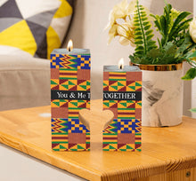 Load image into Gallery viewer, Kente Ankara Floral candlestick Candle holder Love Romantic Anniversary Couple Friend