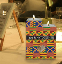 Load image into Gallery viewer, Kente Ankara Floral candlestick Candle holder Love Romantic Anniversary Couple Friend