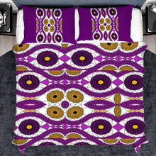Load image into Gallery viewer, Purple African Print 3PCs bedding set Quilt/Duvet cover
