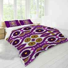 Load image into Gallery viewer, Purple African Print 3PCs bedding set Quilt/Duvet cover