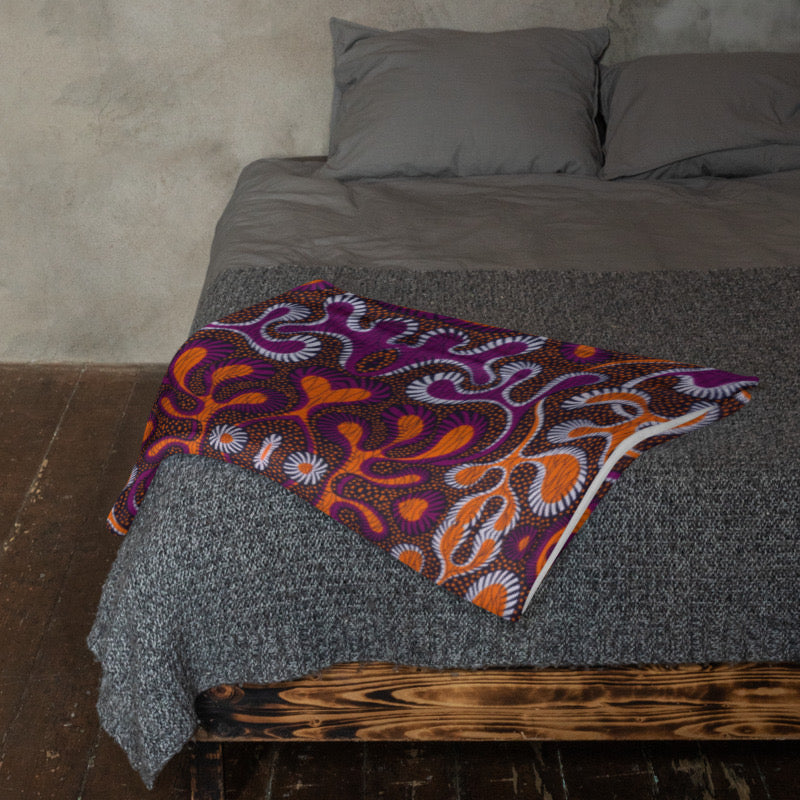 Floral Purple Ankara Throw Blanket