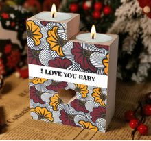 Charger l&#39;image dans la galerie, Ankara Floral candlestick Candle holder Love Romantic Anniversary Couple Friend
