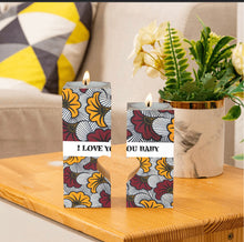Charger l&#39;image dans la galerie, Ankara Floral candlestick Candle holder Love Romantic Anniversary Couple Friend
