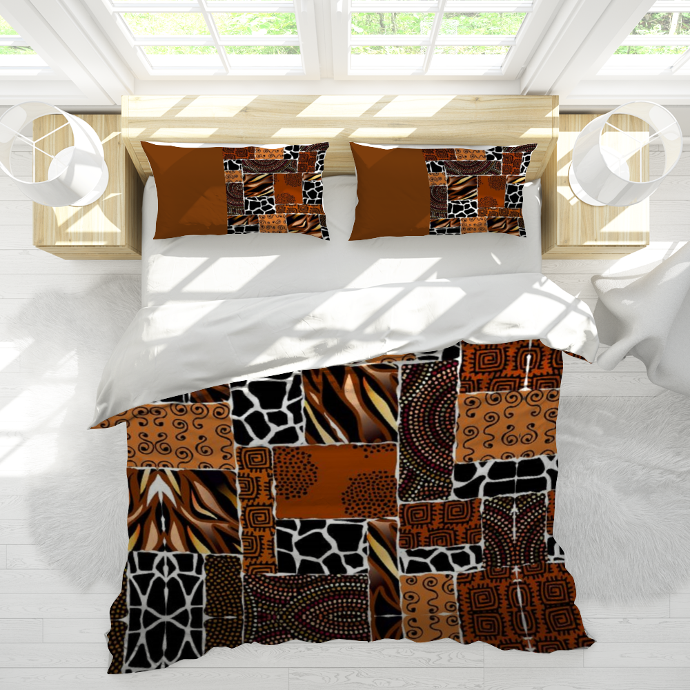 Tribal Boho Brown 3PCs bedding set Quilt/Duvet cover