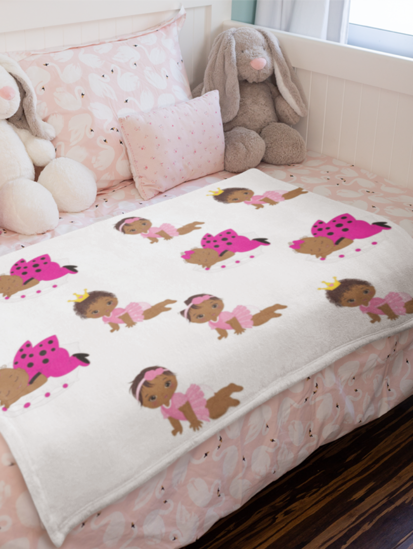 Melanin Baby girl Pink Baby/Toddler Throw/ blanket