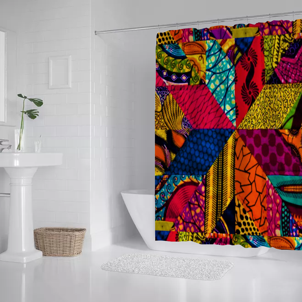 Multipattern African Print Shower Curtain