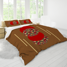 Load image into Gallery viewer, Red Afropop 3PCs bedding set Quilt/Duvet cover
