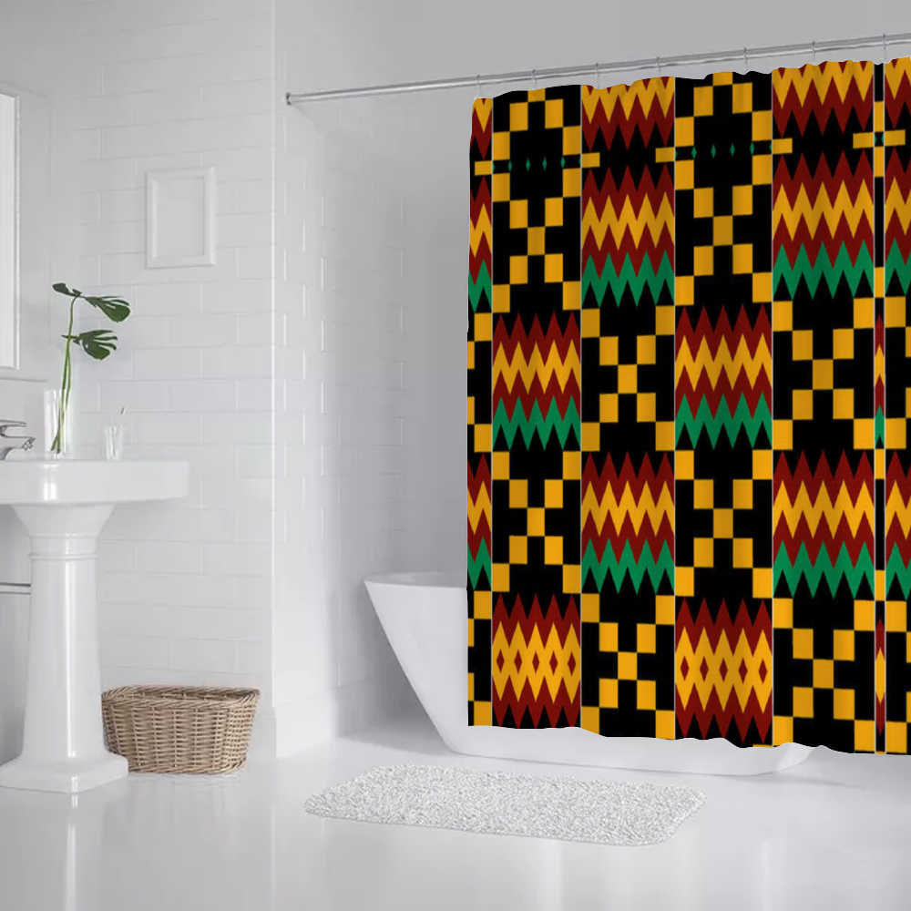 Kente Grid African Print Shower Curtain