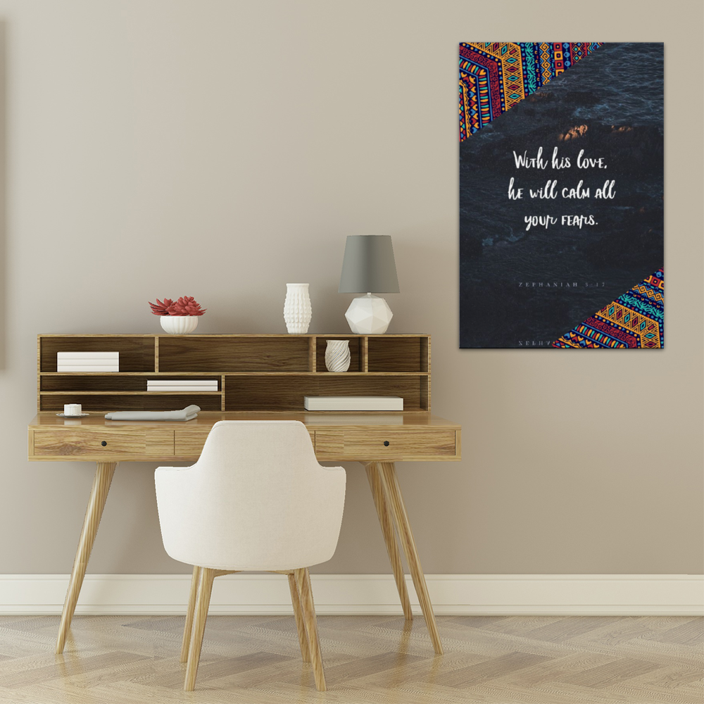 Christian Inspirational Calm Wall Art Canvas Print - FRAMED