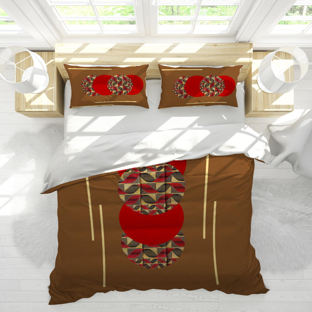 Red Afropop 3PCs bedding set Quilt/Duvet cover