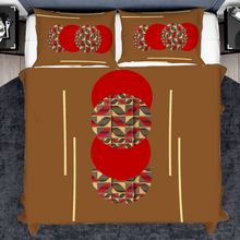 Load image into Gallery viewer, Red Afropop 3PCs bedding set Quilt/Duvet cover
