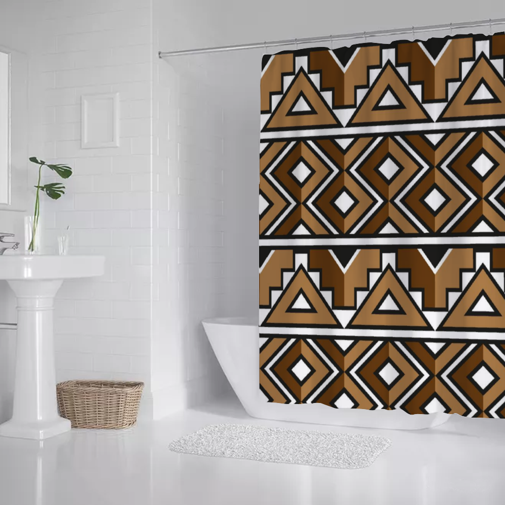 Beige Bee African Print Shower Curtain